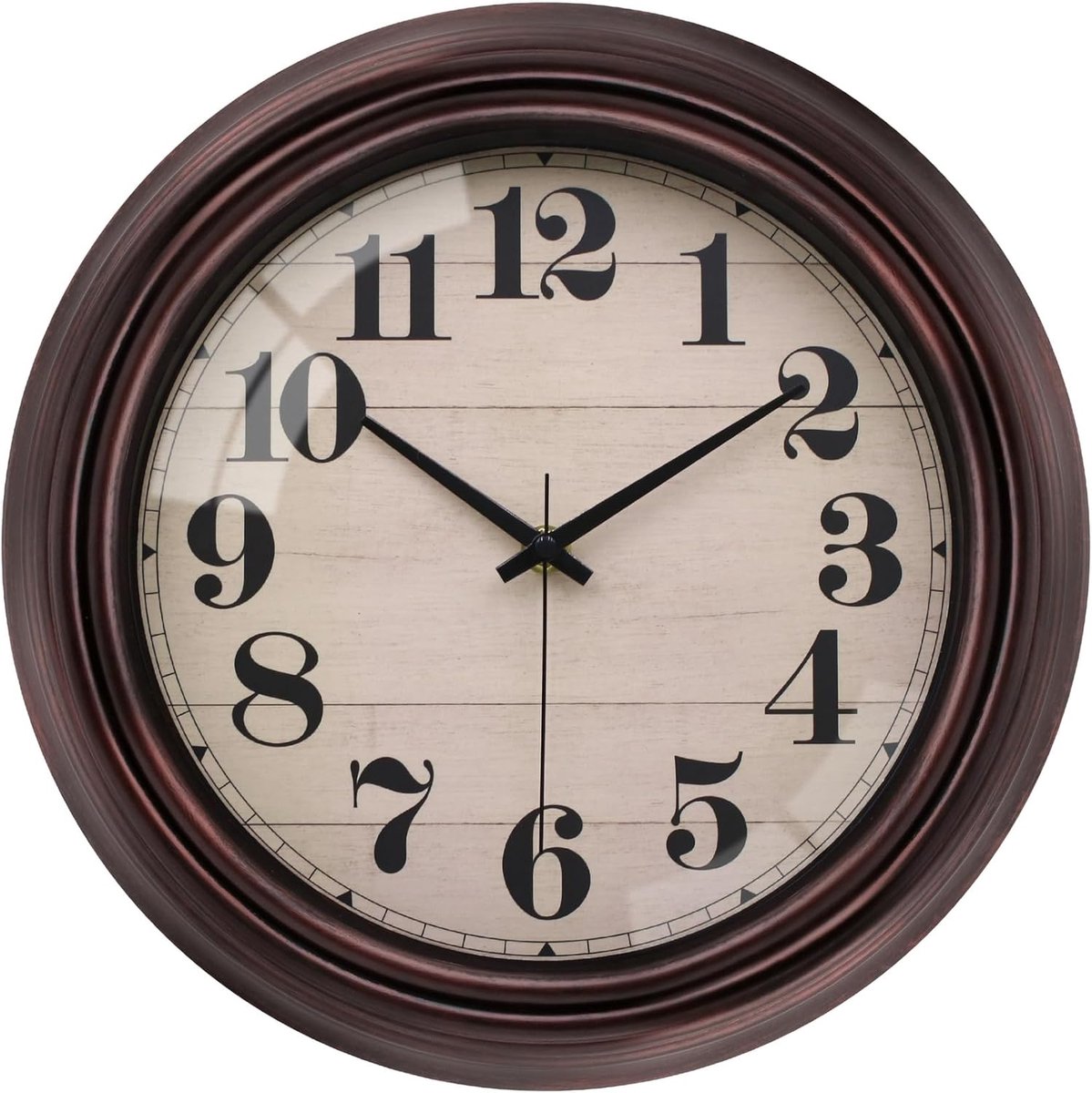 SnelShoppen - Vintage Wandklok 30cm Retro Bruin Zonder Tikken, Grote Wandklok voor Woonkamer, Slaapkamer, Keuken, Badkamer, Kantoor