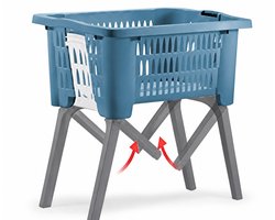Wasmand op poten blauw 38 liter 39 x 59 x 29 cm kunststof
