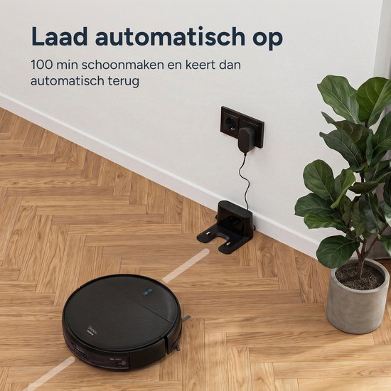 Skoov EcoPulse Robotstofzuiger met Dweilfunctie en Laadstation - Dweilrobot - Stofzuiger Robot en Dweil in 1 - Huisdieren en Hondenharen - Dynamische Navigatie - App & Afstandsbediening - Zwart