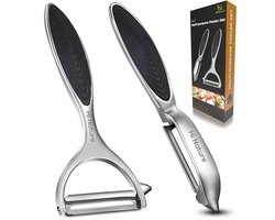 HI NATURE™ Robuuste Kwaliteit Dunschillers Set 2 - Dunschiller Aardappel - Aardappelschiller - Potato peeler | I-model - Y-model voor Fruit- en Groenteschiller RVS (Zwart)