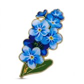 Elegante Jacaranda Bloemen Broche – Blauwe Emaille Bloemenspeld met Goudkleurige Rand