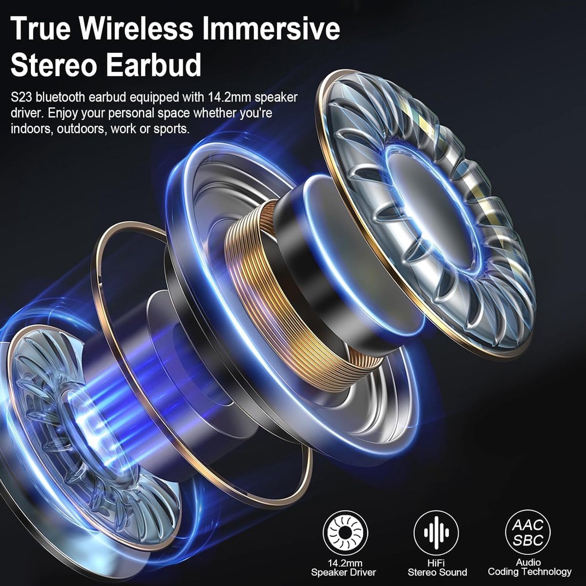 SnelShoppen - Bluetooth Hoofdtelefoon Draadloos met 6D Diepe Bas, 40 Uur Speeltijd, Ruisonderdrukking, 4 ENC Microfoons, IP7 Waterdicht, USB-C, Ideaal