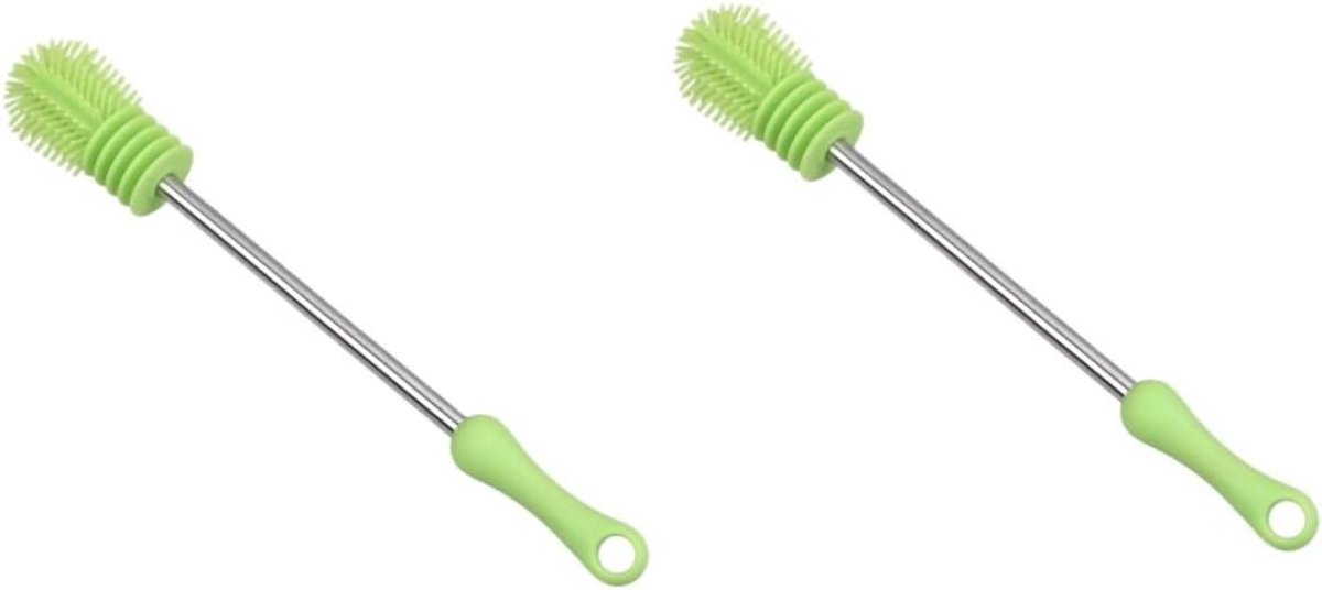 Flessenborstel Set - Reinigingsborstel Baby - Flessen Schoonmaken - Zachte Siliconen Borstels - 28 cm - Groen
