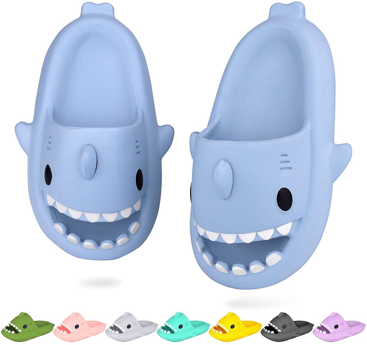 SnelShoppen - Haai-slippers voor meisjes, antislip zwembadsandalen voor kinderen, zomerse strandsandalen in blauw, maat 32/33 EU, ideaal voor strand,
