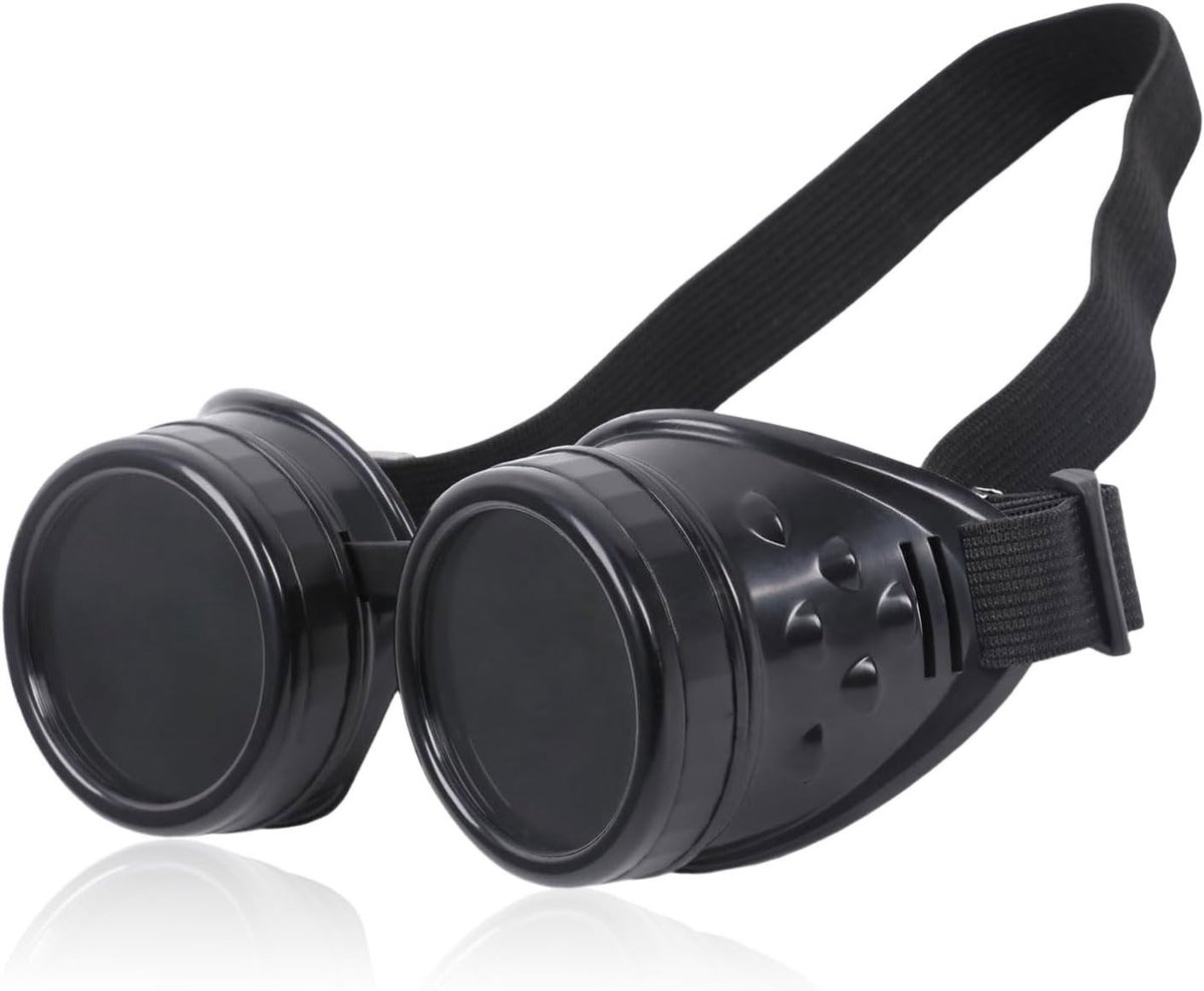 Vintage Steampunk Goggles voor Cosplay en Festivals, Zwart, Groot Formaat, Retro Gothic Accessoire