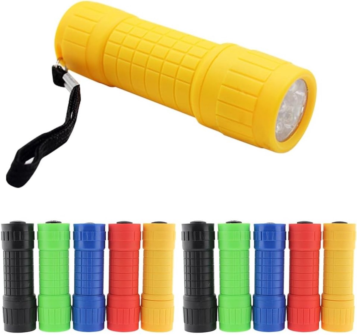Mini LED Zaklamp Set van 10 Stuks, Kleurige Handlamp met Hangriem voor Kinderen, Ideaal voor Kamperen, Buitenactiviteiten en Verjaardagsfeestjes