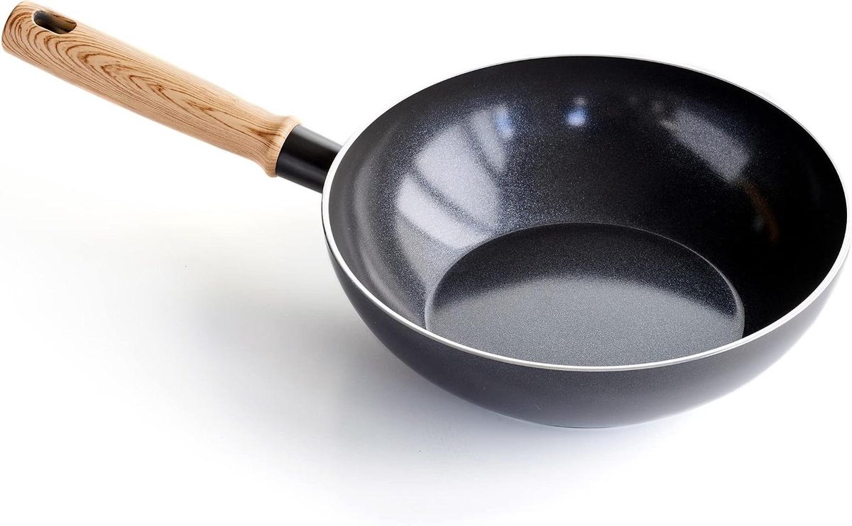 Keramische Wokpan - Antiaanbak Roerbakpan - Gezond Koken - PFAS-vrije Coating - 24 cm - Grijs