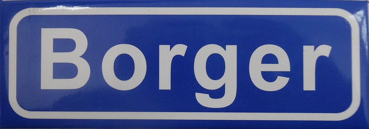 Souv© - koelkast magneet - plaatsnaam bord - kombord - souvenir - koelkastmagneetje - relatiegeschenk Borger