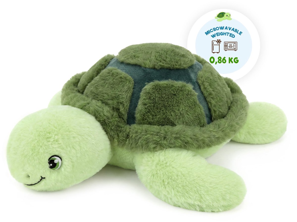 SnelShoppen - Schildpad Knuffeldier Warmtekussen 40 cm - Uitneembaar, Zacht, 0,86 kg - Perfect voor Kinderen, Slaapkamer, Speelkamer, Cadeau