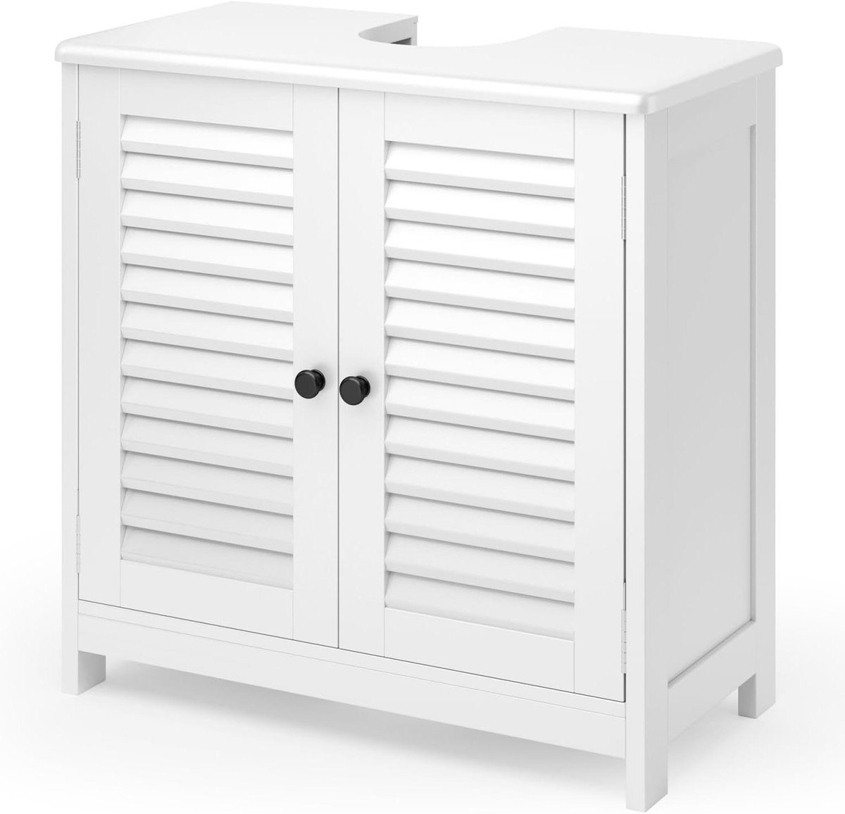 Wastafelonderkast - Badmeubel Kast - Badkamer Opbergen - Verstelbare Plank - 60x30x60 cm - Wit