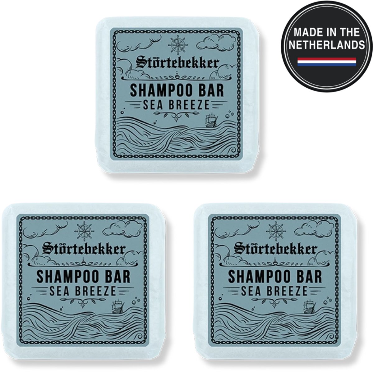 Störtebekker® Premium Shampoo Bar Sea Breeze - Vaste shampoo voor mannen en vrouwen - 3-in-1 douchezeep voor mannen voor haar, hoofdhuid en baard - Hydraterende shampoo - veganistisch, handgemaakt - 100 g Solid Shampoo Bar Sea Breeze