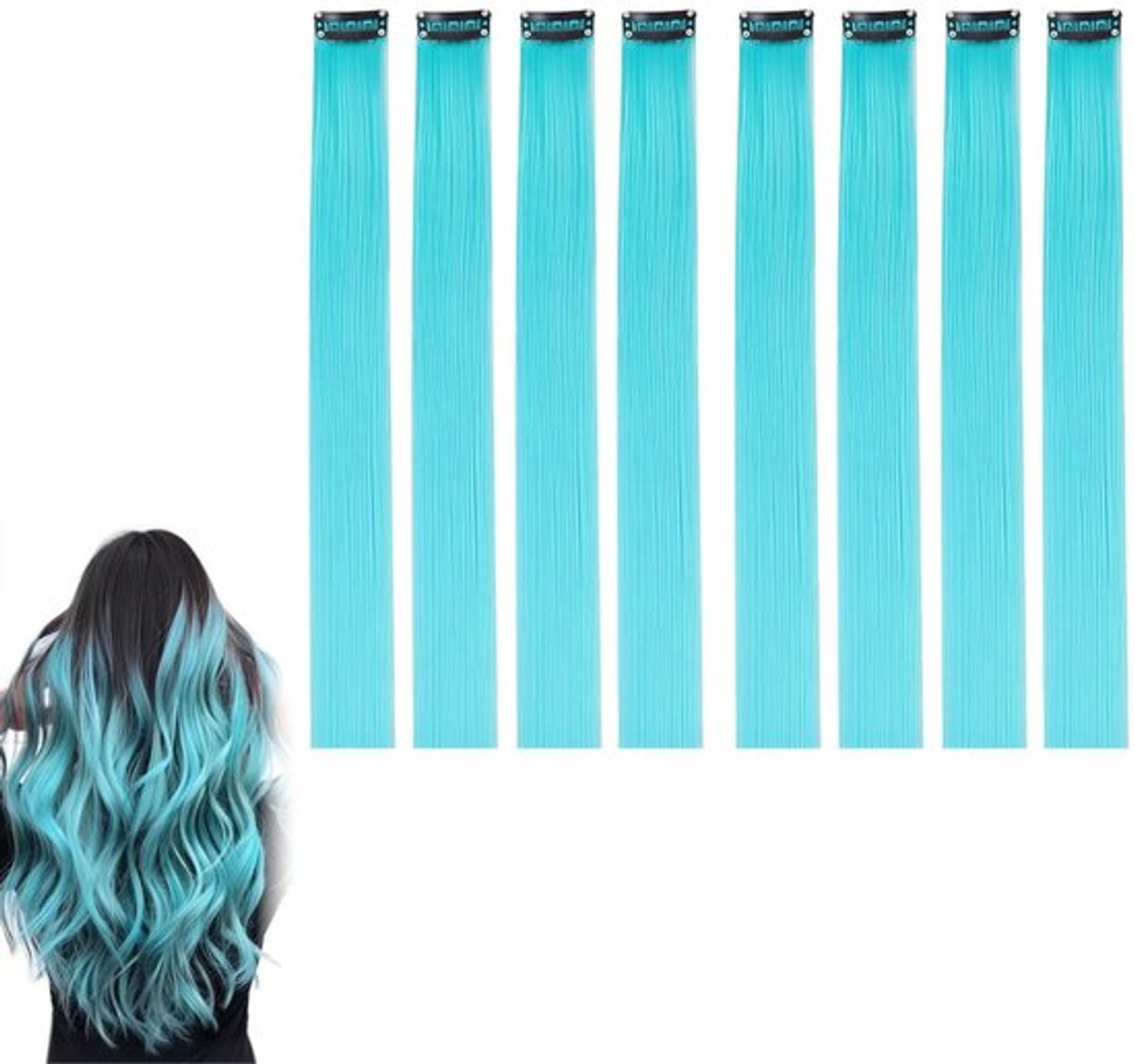 Clip-in Extensies 55 cm - 8 Stuks - Gekleurde Haarstrengen - Hittebestendige Kunstvezel - Lichtgewicht - Duurzaam Design - Haarextensies