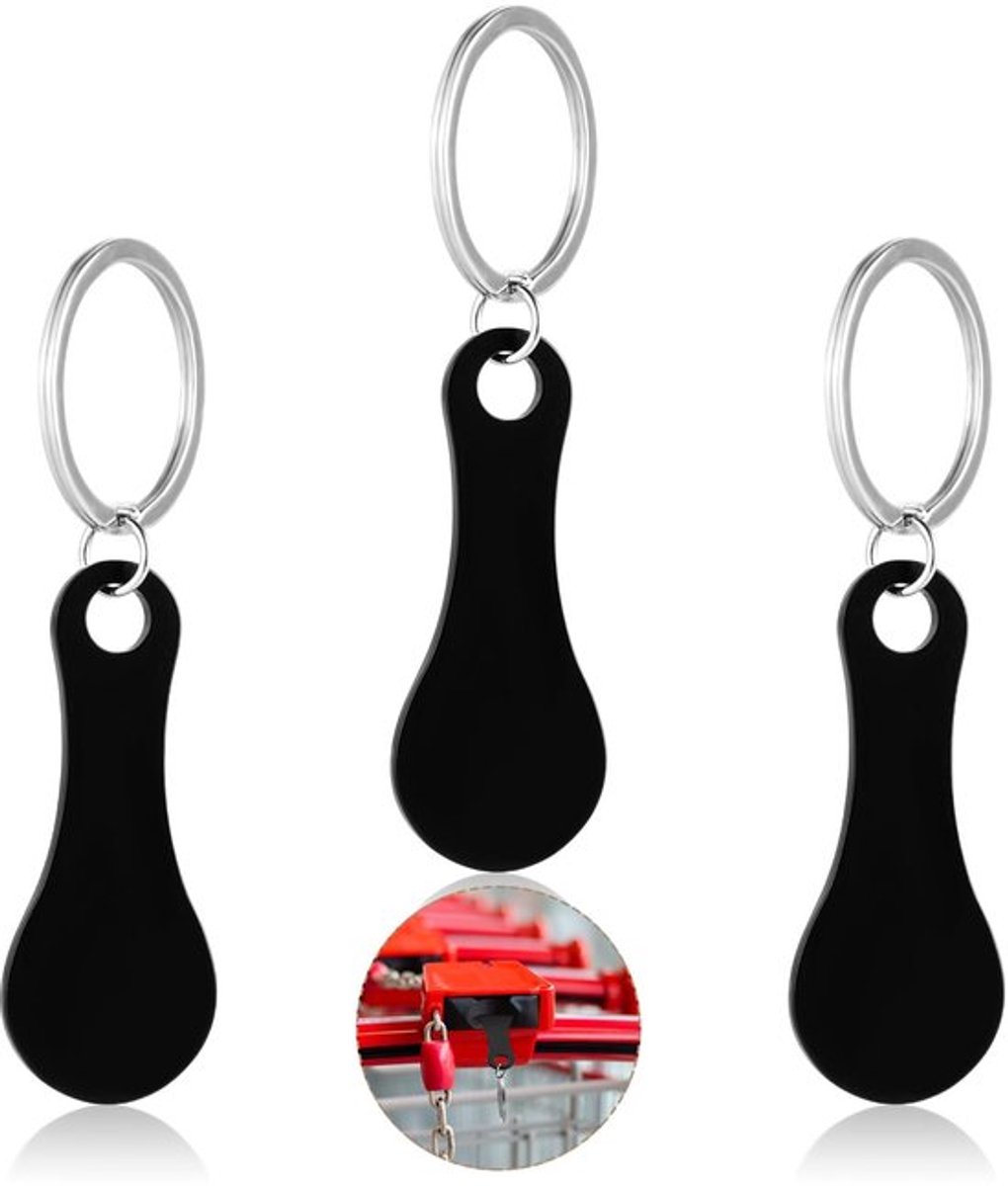 Winkelwagen Token - 3 Stuks - Roestvrij Stalen Sleutelhanger - Draagbare Kwart Houder - Afneembaar - Geschikt voor Supermarkt - Trolley Token