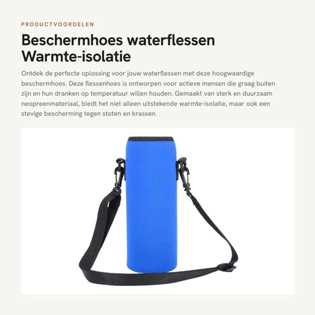 Beschermhoes Warmte-isolatie - Flessendop - Neopreen - Duurzaam - Handig voor Draagcomfort - Geschikt voor Aluminium/Roestvrij Staal - Flessenhouder