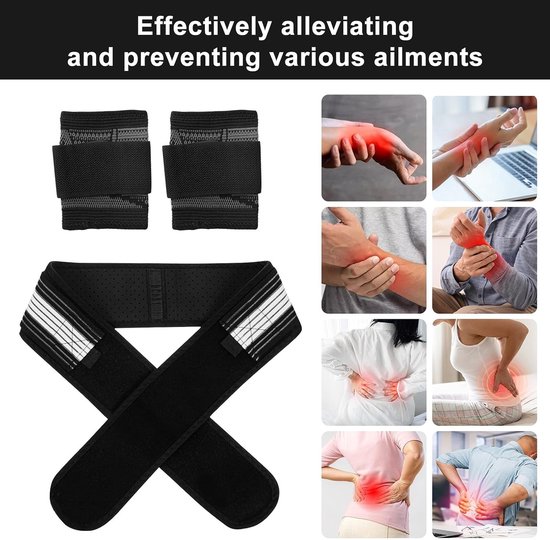 Orthoriem en pols bandageset voor lumbale steun, ischias verlichting en krachttraining met 2 sport polsbandages, 110 cm lang — afbeelding 5