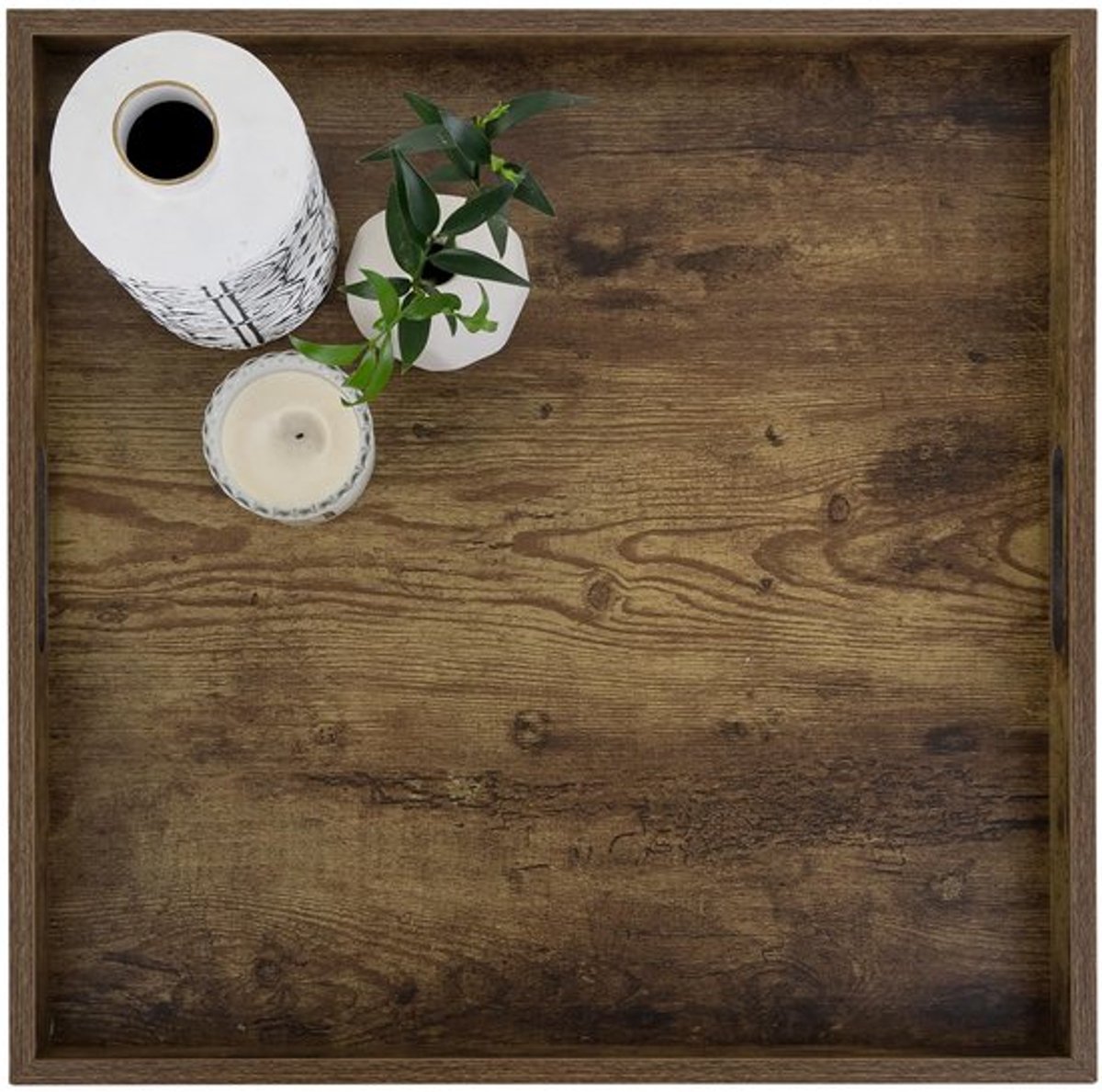 Serveerschaal Groot - Houten Dienblad - Vierkant Dienblad - Antislip Dienblad - Decoratief Dienblad - 50 cm Opbergruimte