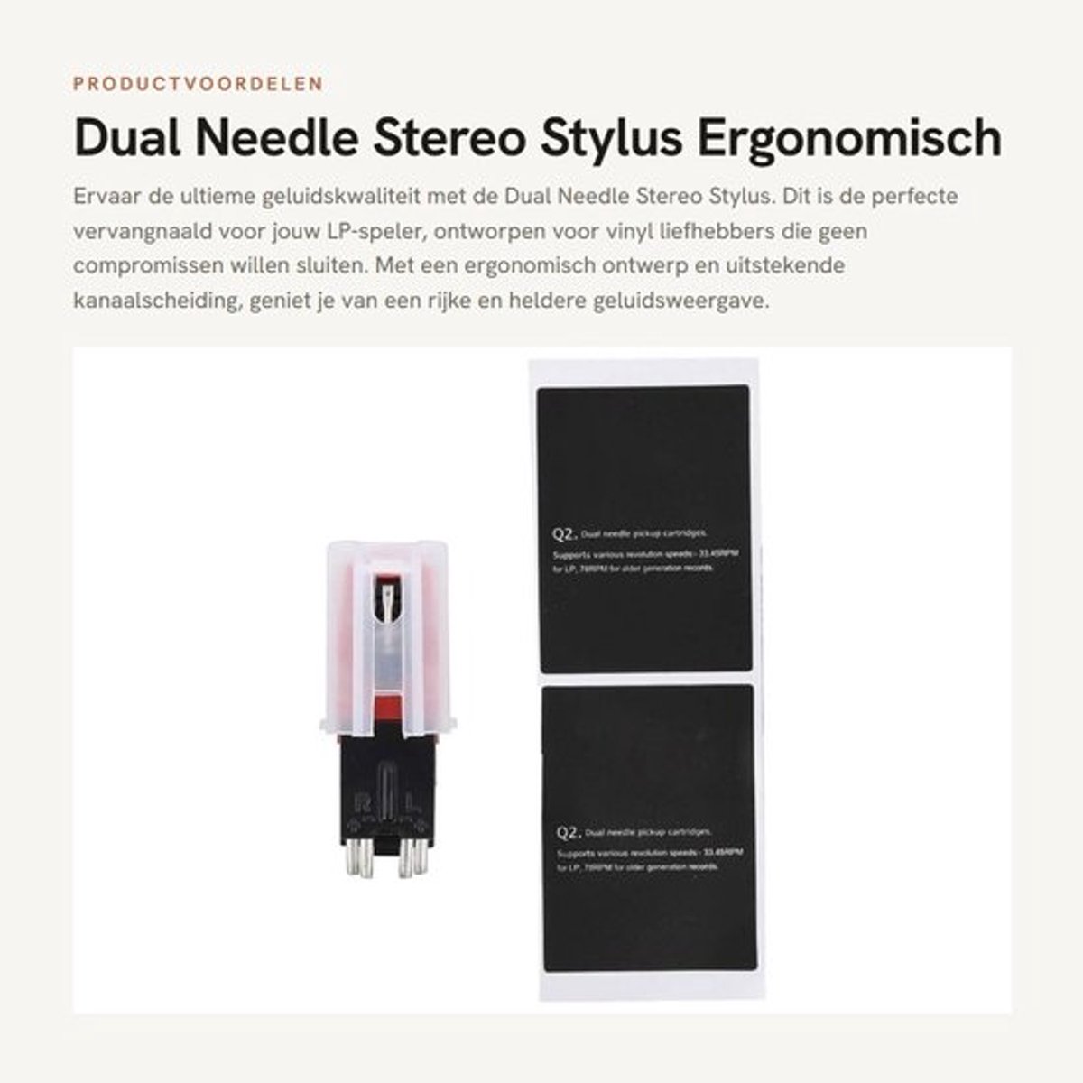 Stylus Pen Ergonomisch Design - Dual Needle Stereo - LP Speler Accessoire - Hoogwaardige Materialen - Slijtvast - Compact - Vervangnaald
