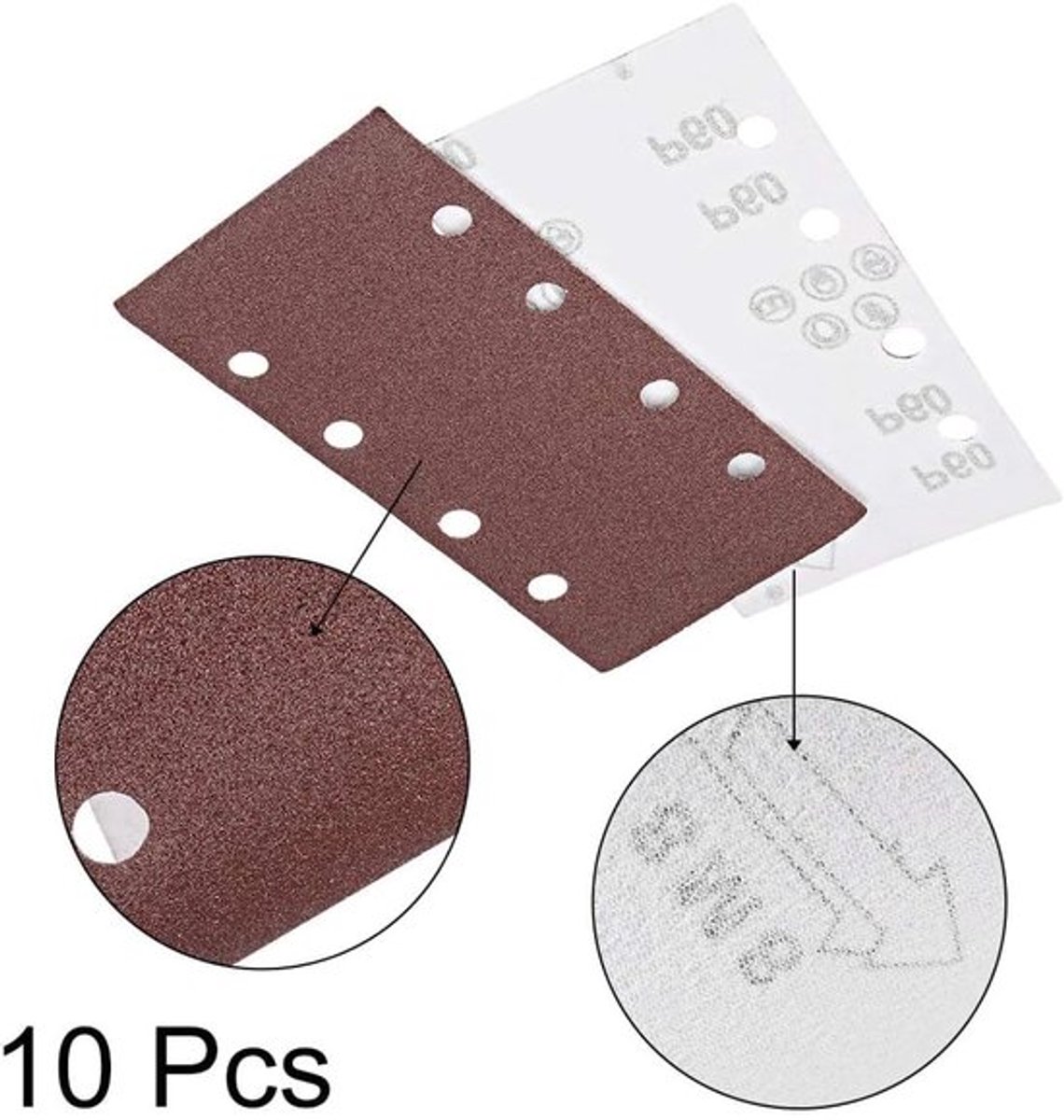 Schuurpapier 60 Korrel - Schuurpapier Set 10 Stuks - Schuurpapier Haken/Lus - Schuurpapier 185x95mm - Aluminiumoxide - Slijtvast en Duurzaam - Schuurpads