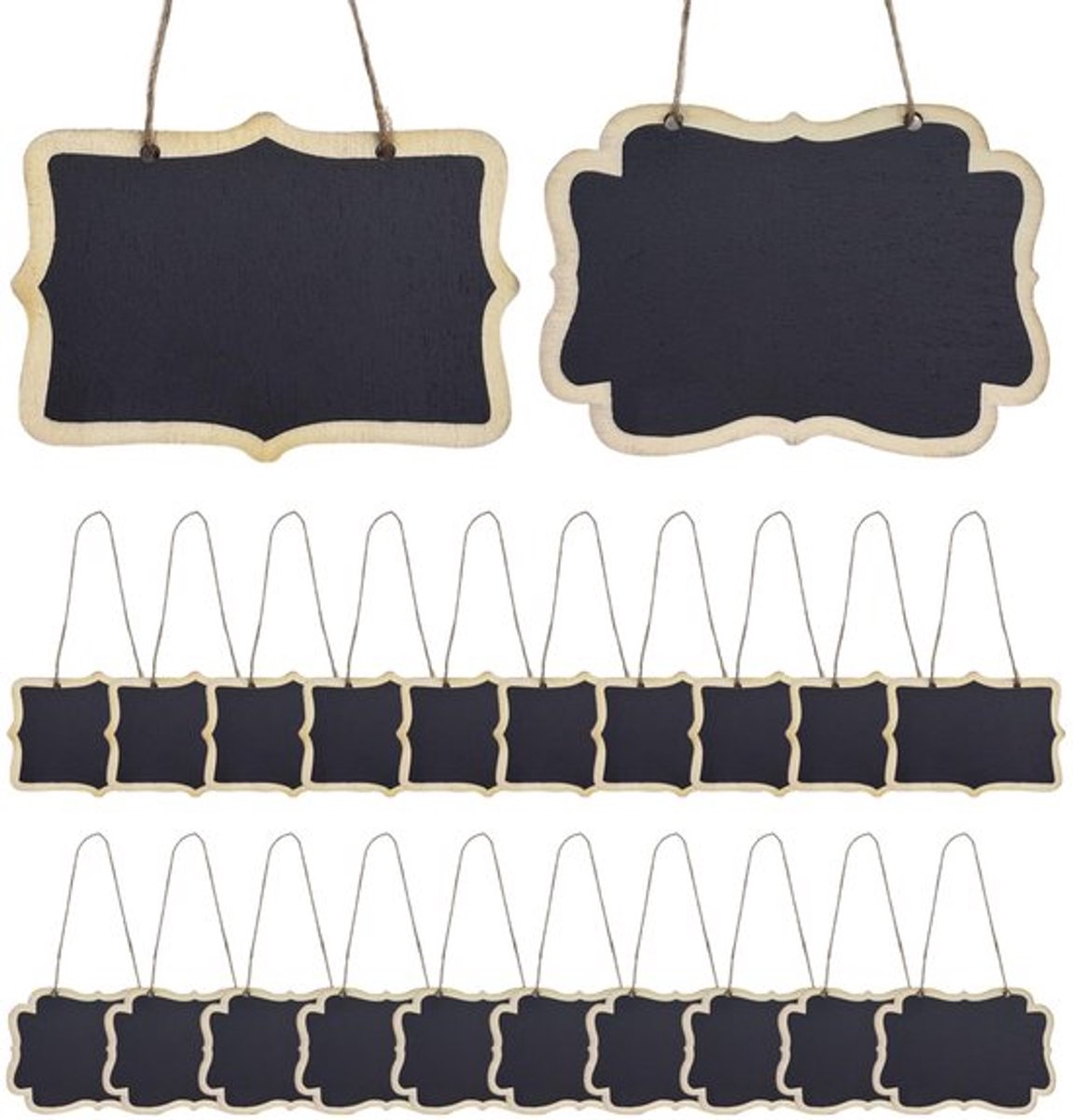 Schoolbord Mini Dubbelzijdig - 20 Stuks - Houten Lanyard - Creatieve Huisdecoratie - Tijdelijk Teken - Glad Oppervlak - Bordje