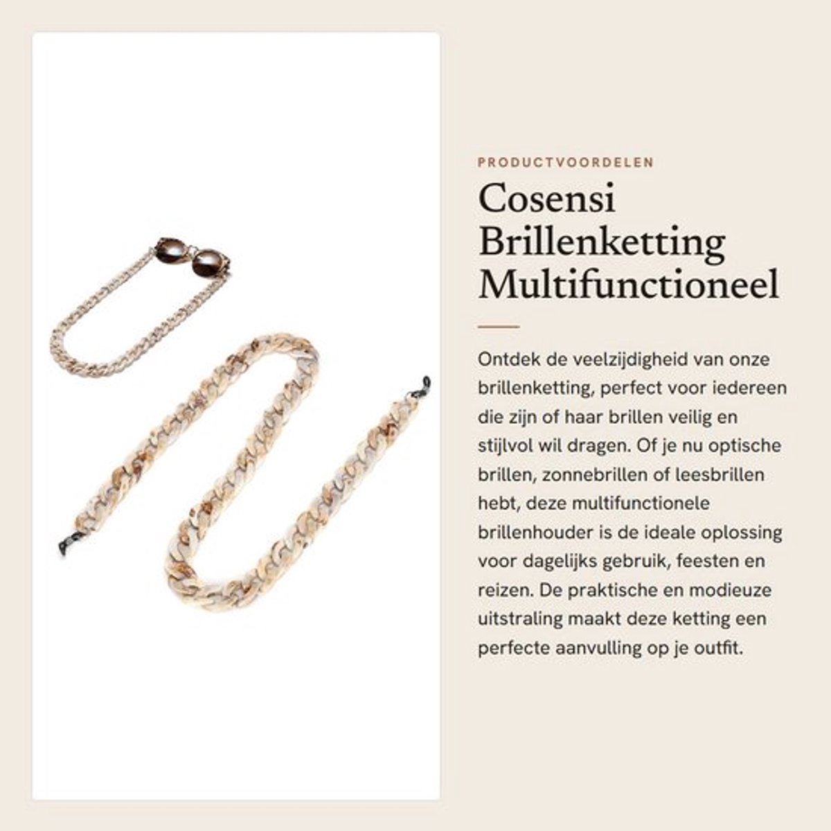 Brillenketting Multifunctioneel - Brillenhouder - Antislip - Verstelbaar - Hoogelastisch - Geschikt voor alle brillen