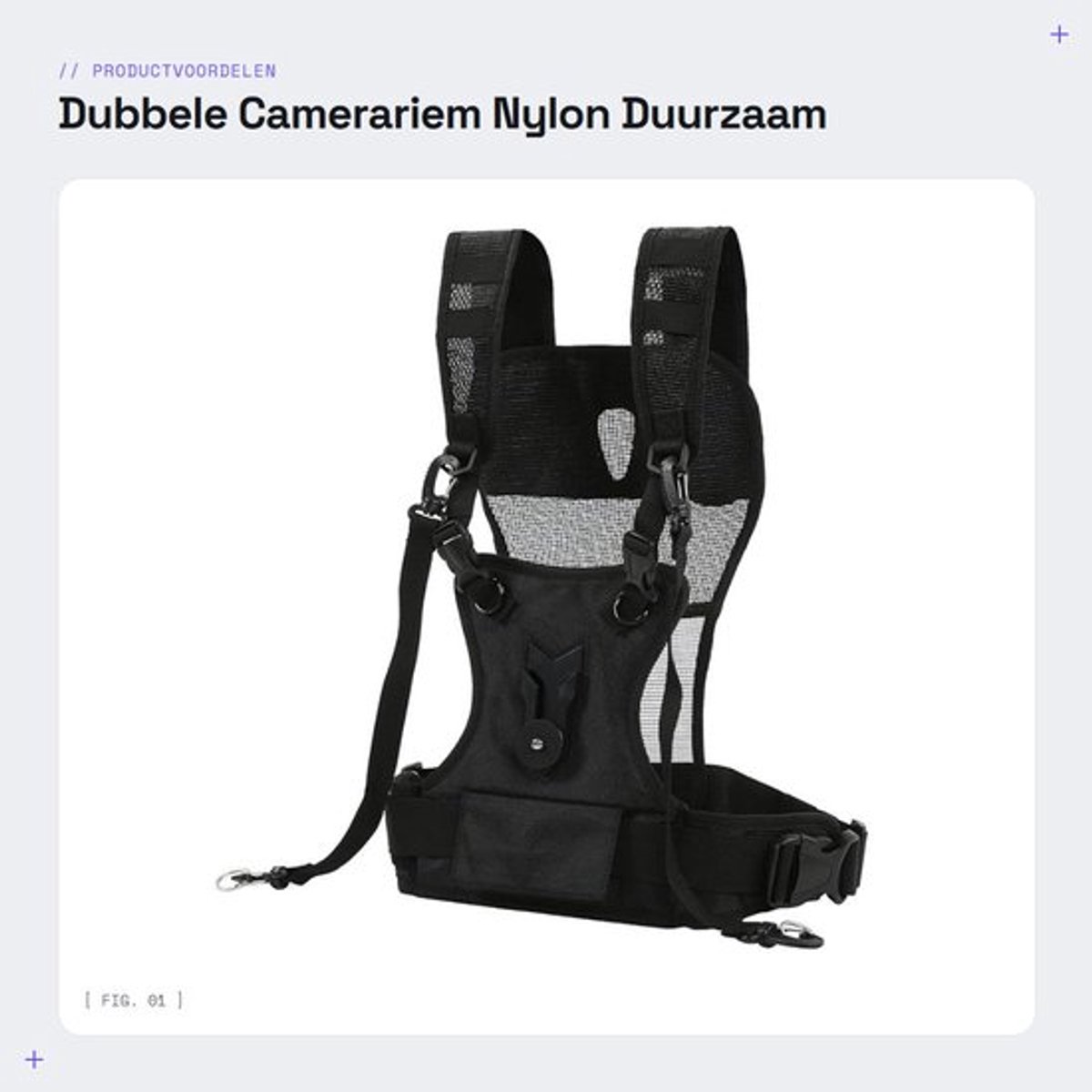 Camerariem Dubbel Nylon - Verstelbaar - Ademend - Comfortabel - Duurzaam - Beveiligd Cameravergrendelingssysteem - Camera Strap