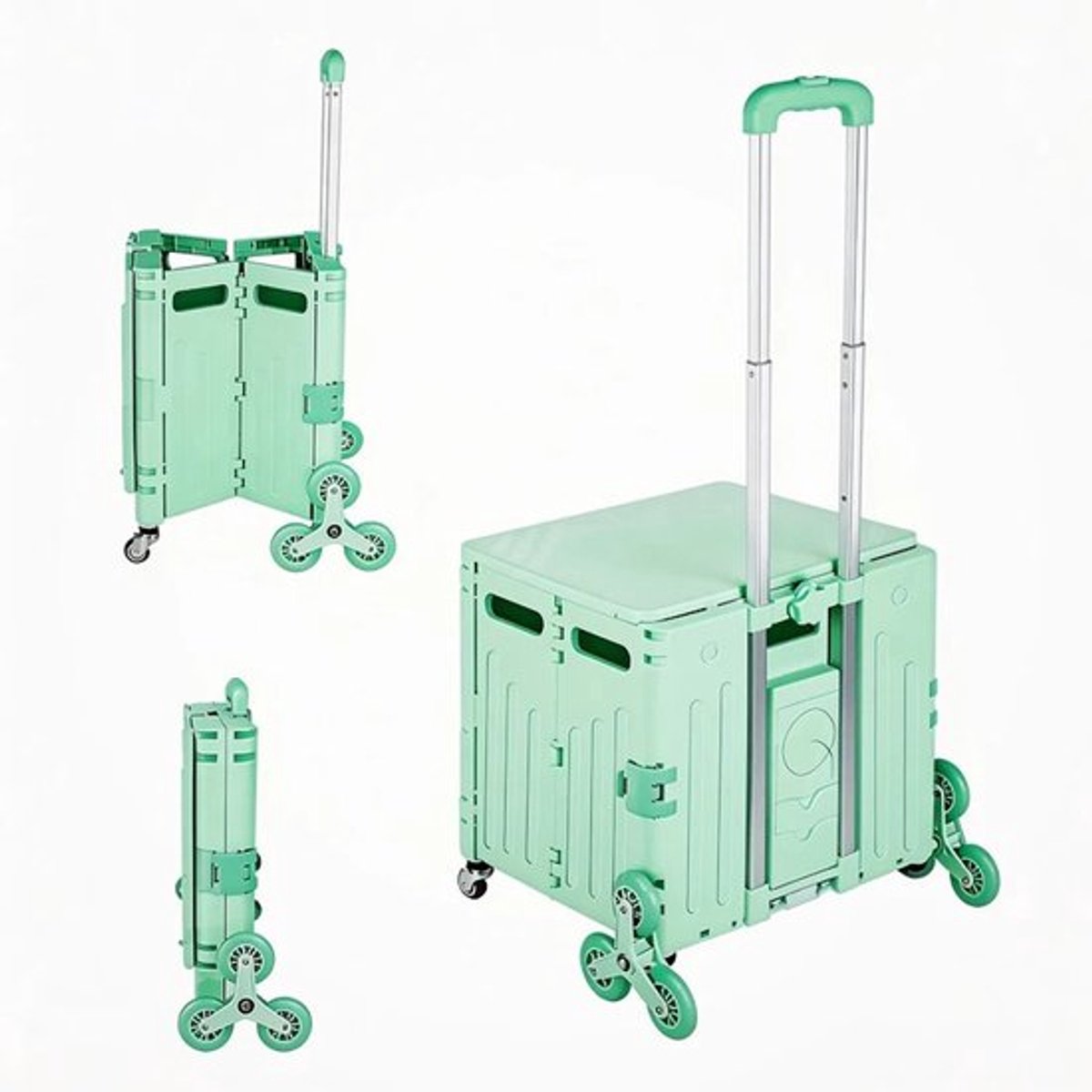 Opvouwbare boodschappenkar met 4 wielen en hoes, harde vierkante trolleykoffer, multifunctionele boodschappen