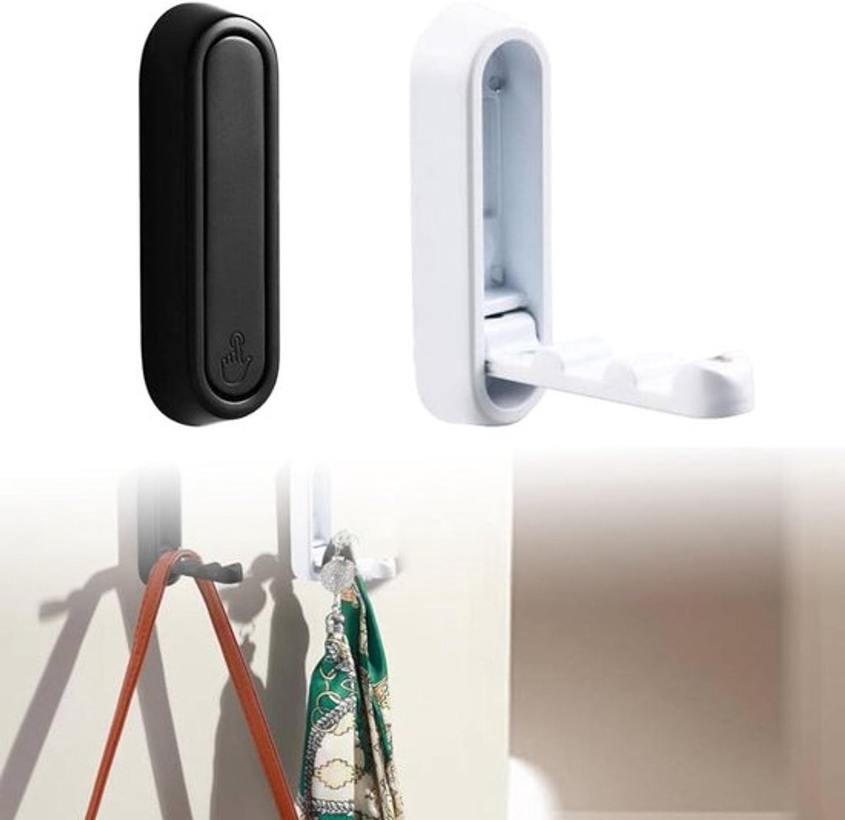 Kledinghaken 2 stuks - Opvouwbare Wandhaken - Aluminiumlegering - Stijlvol Ovaal Ontwerp - Voor Badkamer/Keuken - 90 Graden Inklapbaar