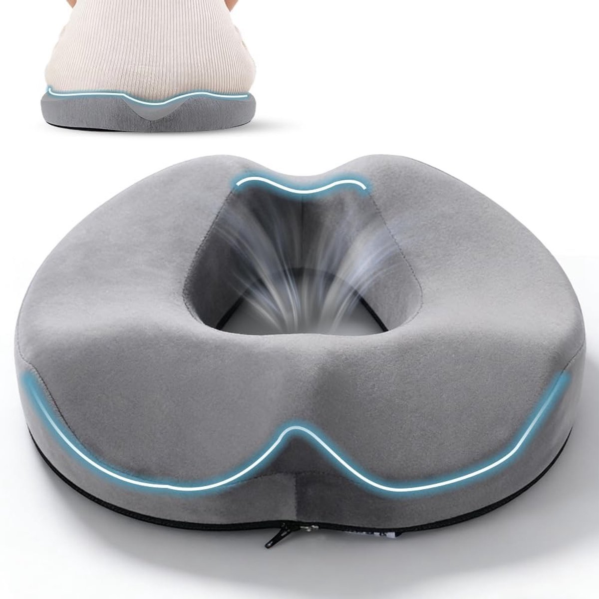 Orthopedisch Donut Kussen voor Coccyx en Hemorroïden, Comfortabel Zitkussen voor Auto, Rolstoel en Kantoorgebruik
