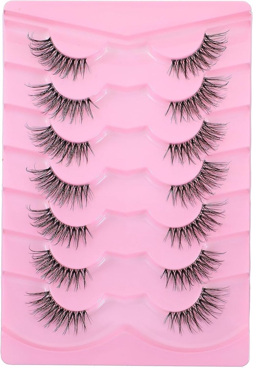 7 paar halflange, natuurlijk uitziende kunstwimpers met onzichtbare wimperband voor dagelijks gebruik, feestjes en speciale gelegenheden