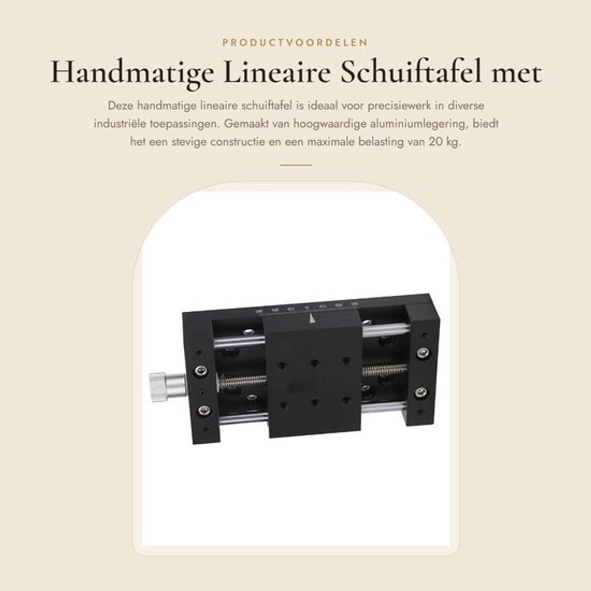 Schuiftafel Aluminiumlegering - X-as Lineair Werkgebied - Handmatige Fijnafstelling - Tafelgrootte 60 x 80 mm - Belasting 20 kg - Eenvoudig in gebruik - Lineaire Tafel