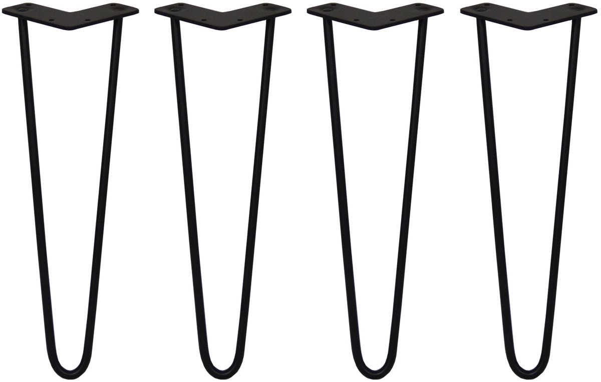 MonsterShop Skiski hairpin tafelpoten - zwart - 4x40,6cm - 2 staven 10 mm
