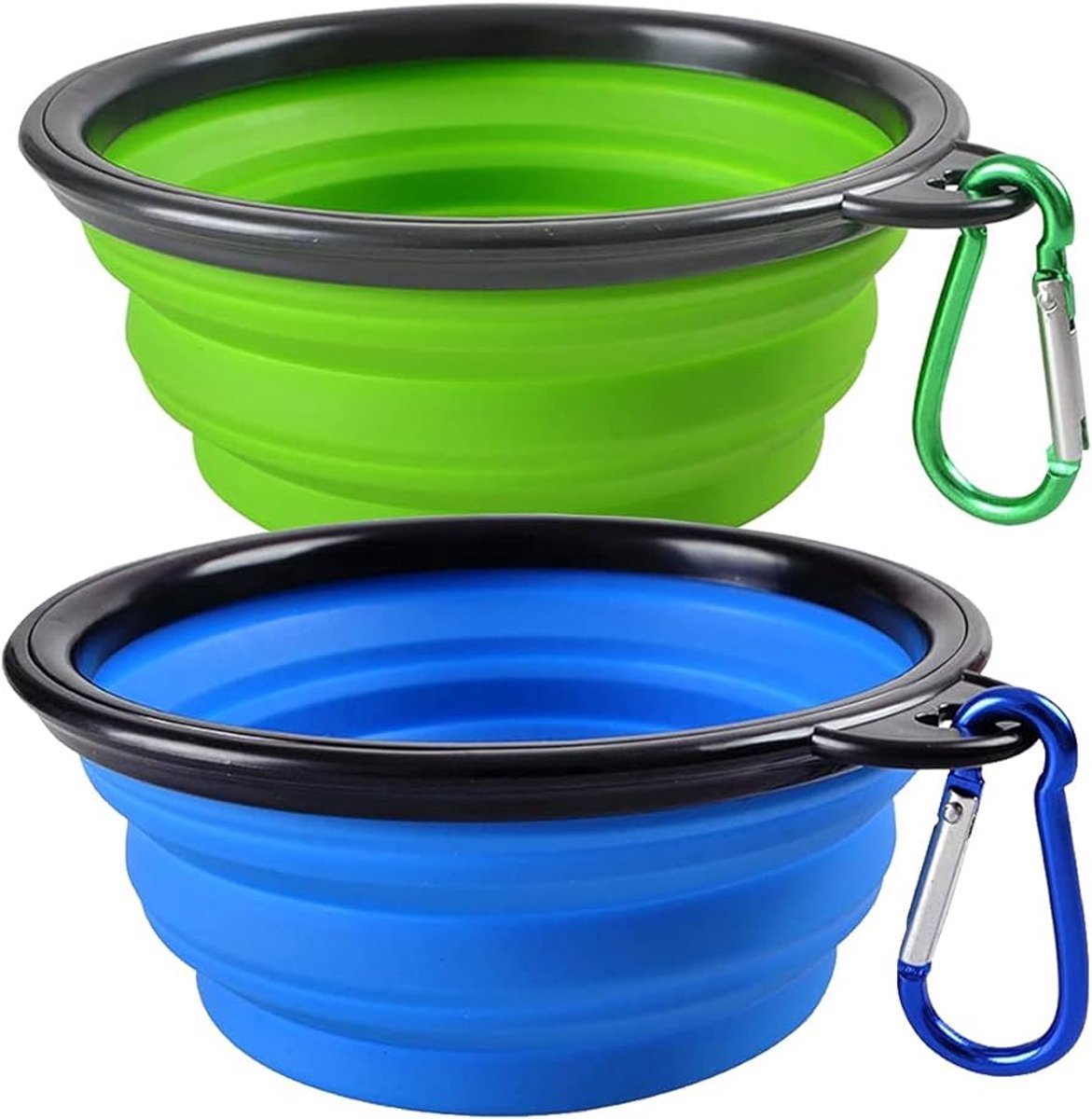 Scoby - Opvouwbare Drinkbak - Opvouwbare Voerbak - Collapsible Bowl - Inklapbaar - 13 x 5,5 CM - Siliconen - Blauw en Groen