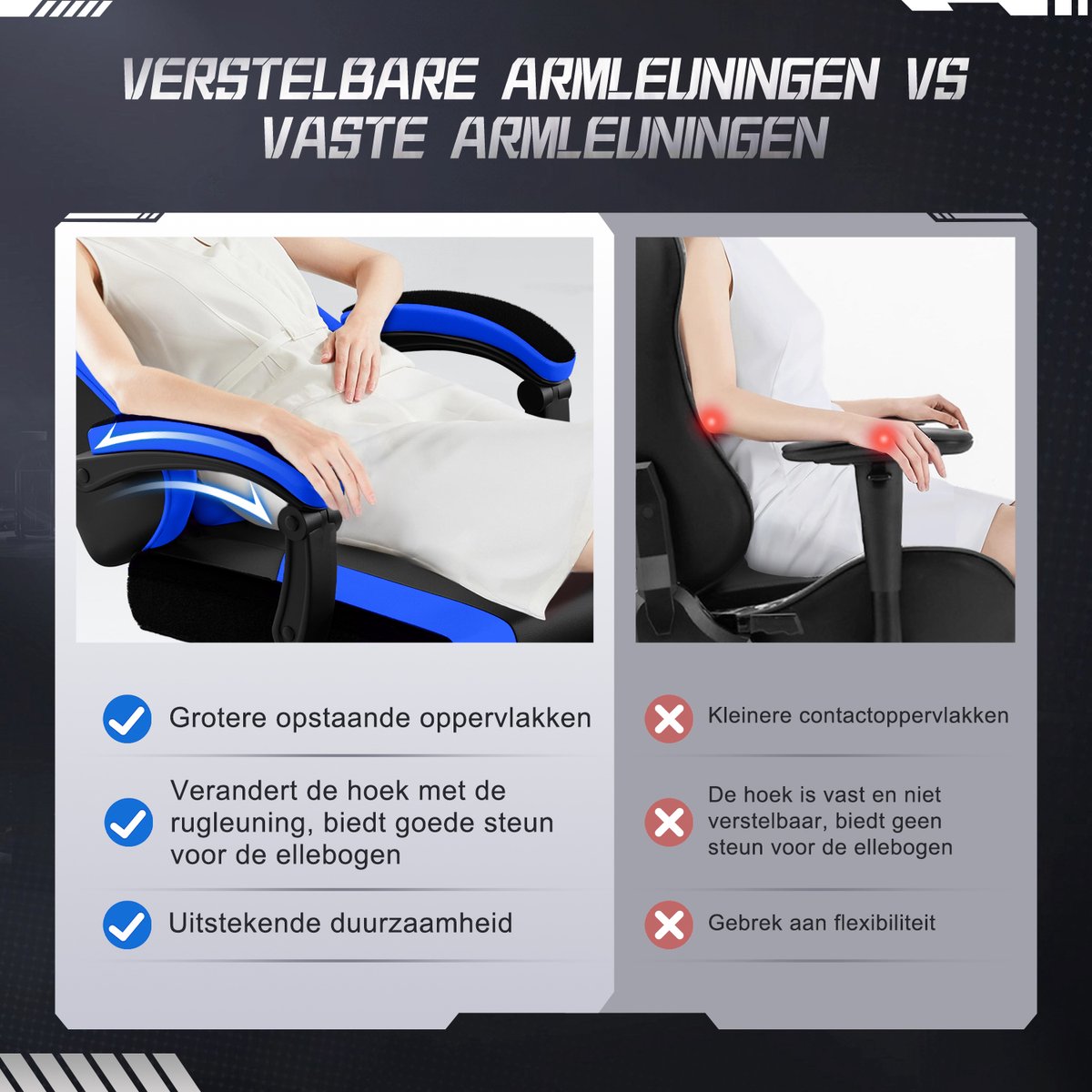 Elekiatech Gaming Stoel met Inklapbare Voetensteun - afbeelding 3