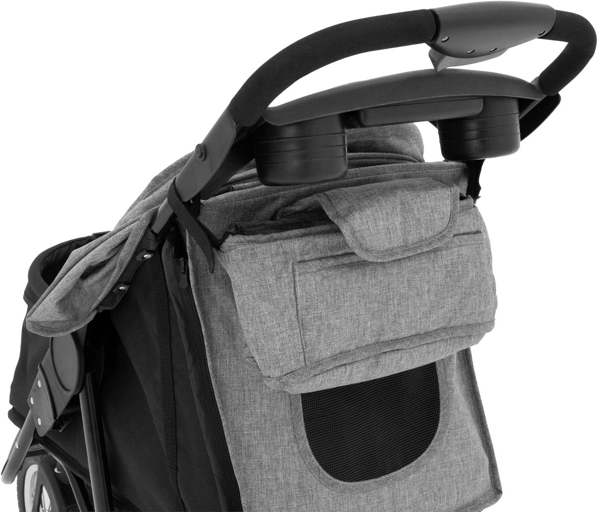 Hondenbuggy - grijs - 3-wiel ontwerp - incl. regenhoes – foto 2