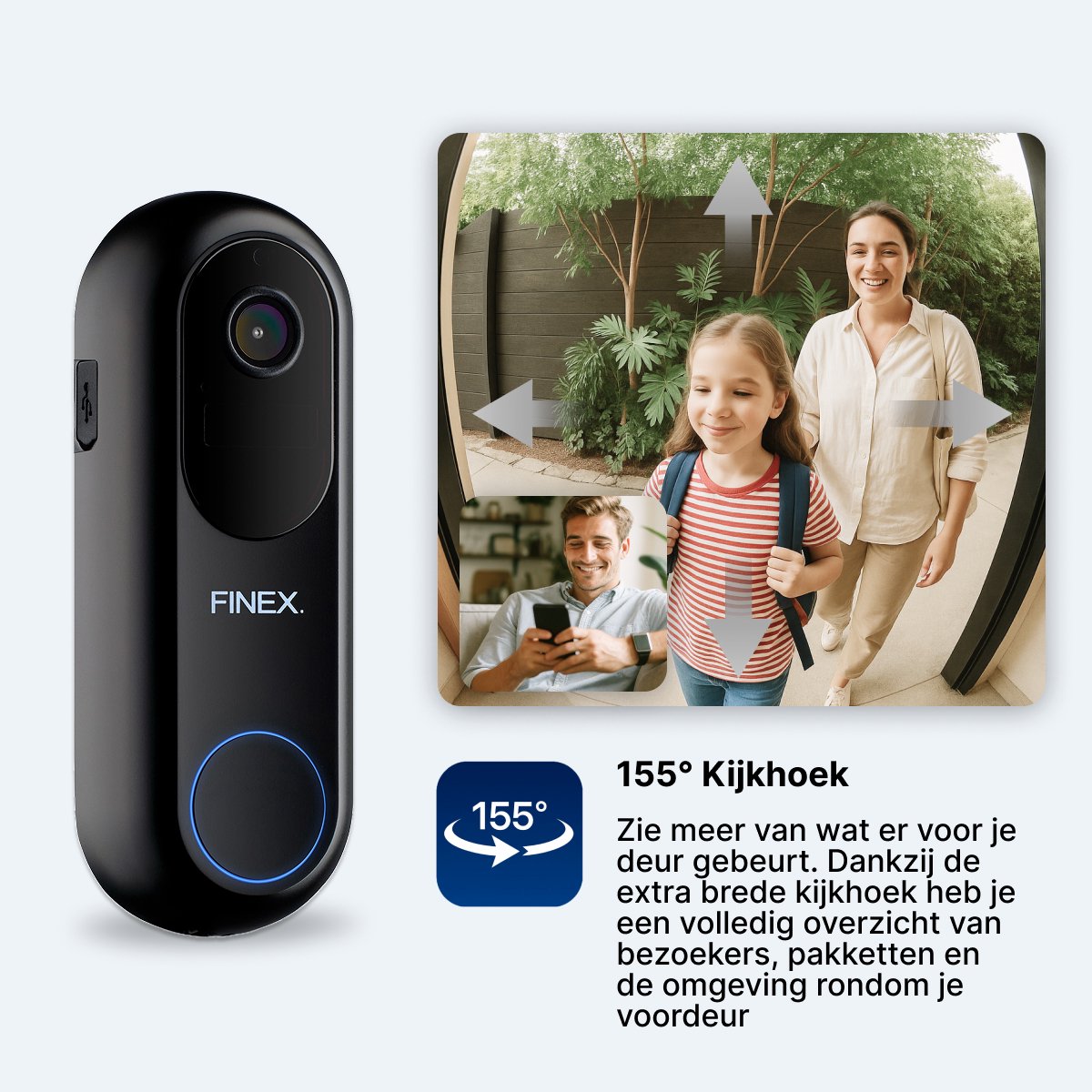Finex Video Deurbel V2 - 2K Ultra HD - Inclusief Binnenbel - Geen abonnement - Vast stroom of Batterijen - WiFi - T-ring geluid - Slimme Draadloze Video Deurbel Met Camera — cadeau in Elektronica - foto 6