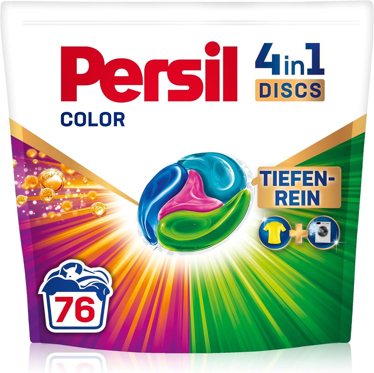 SnelShoppen - 76 Wasladingen Persil 4-in-1 Color Discs Wasmiddel - Diepreinigende Technologie voor Kleurwas - Hygiënische Frisheid voor de Wasmachine