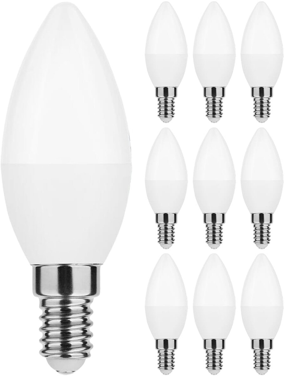 Modee E14 LED Lamp - 8.5W 806LM 4000K - Neutraal Wit - LED Kaarslamp C37 - Vervangt 60W Halogeen Gloeilamp - 10 stuks
