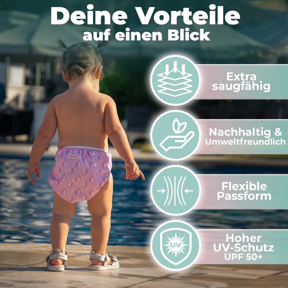 SnelShoppen - KIDVERSE zwemluiers baby 0-3 jaar - herbruikbare zwemluiers, huidvriendelijk, absorberend, met opbergzakje & wasnet - ideaal voor zwemba