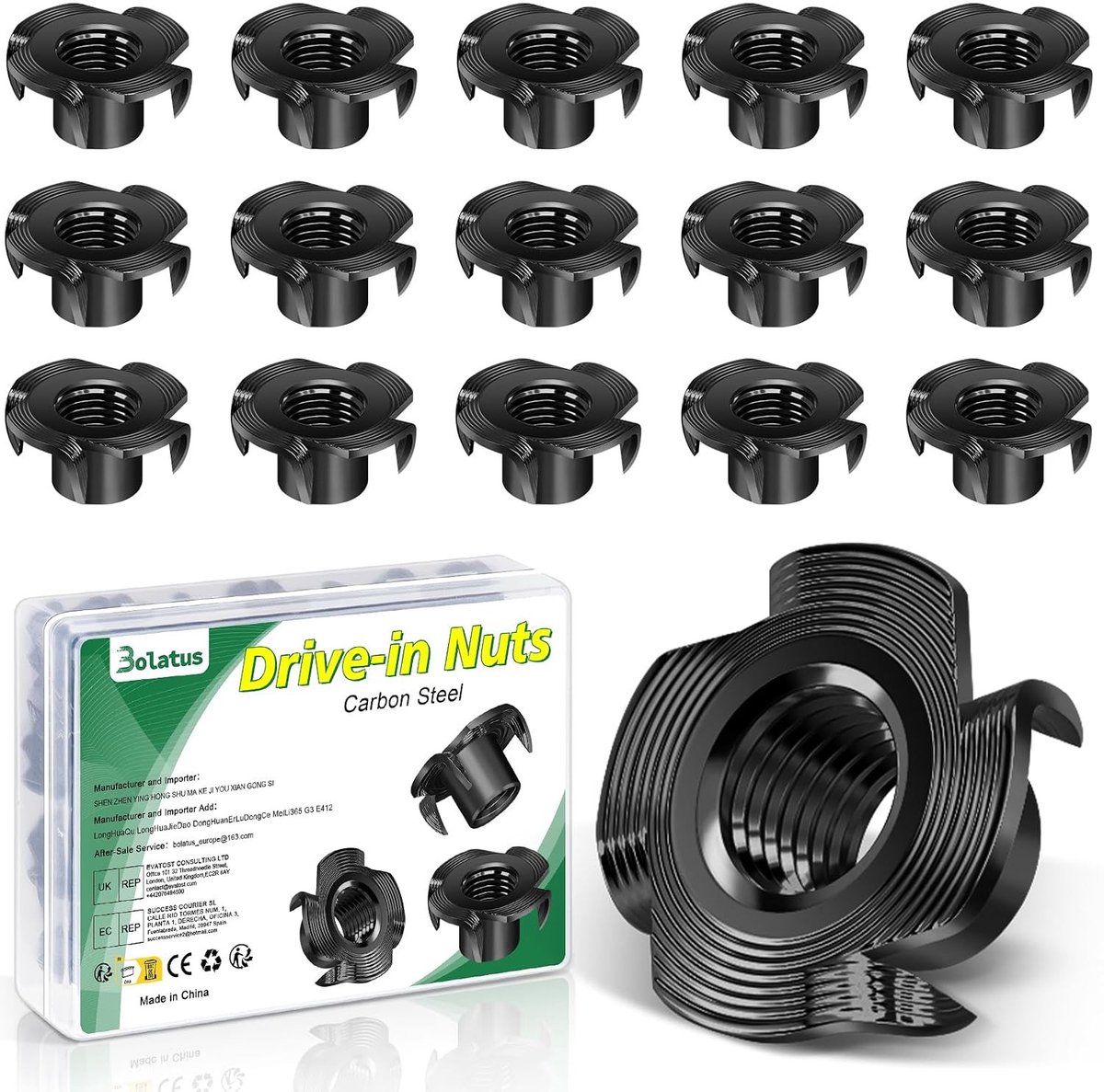 Set van 50 Impact Nuts M4 x 8 mm, Stalen Impact Moeren voor Hout, Meubels en Klimmuren, Ideaal voor DIY Projecten