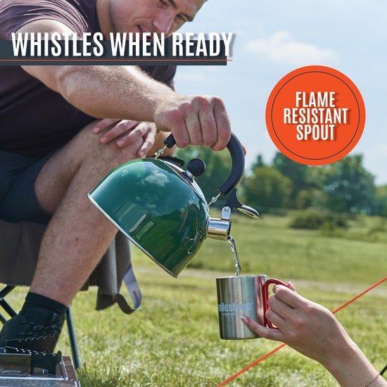 Fluitketel RVS 2L voor Kamperen en Buitenactiviteiten, Inklapbaar Handvat — afbeelding 4