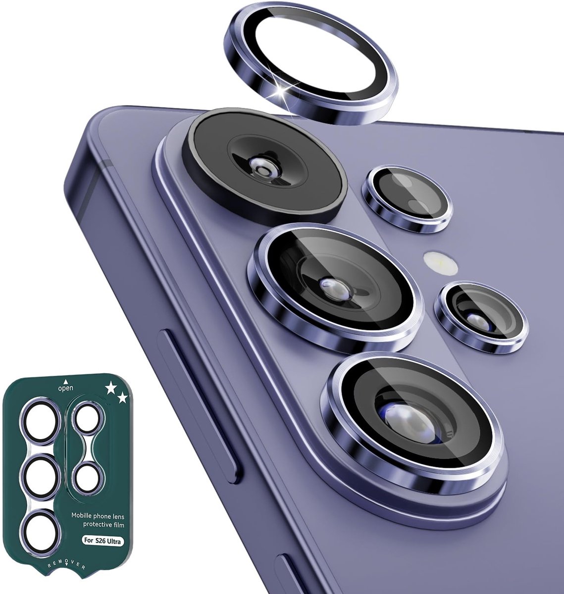 SnelShoppen - S26U Camera Lens Beschermer Paars - Hoge Kwaliteit, Slank Ontwerp, Ideaal voor Fotografie, Bescherming tegen Krassen en Stoten - Perfect