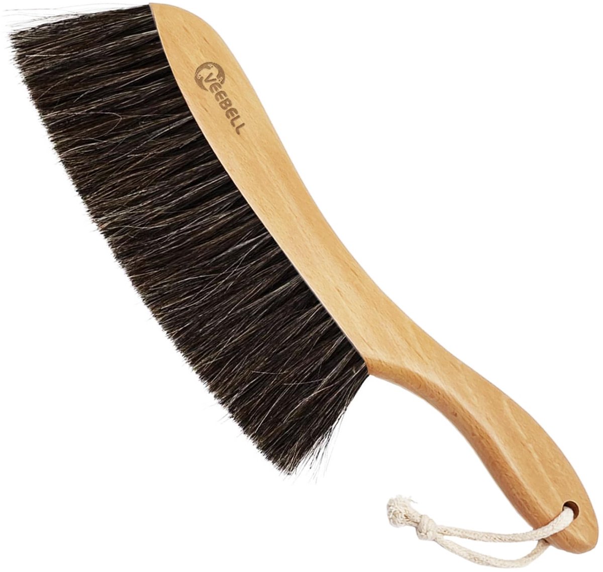 SnelShoppen - Paardenhaarborstel Handbezem Stofborstel 14 Inch - Houten Handvat, Zachte Borstel voor Thuisreiniging, Meubels, Auto, Open Haard, Winkel