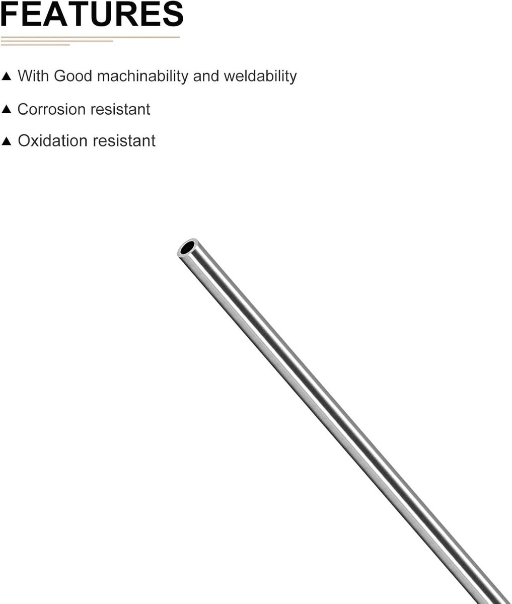 5mm x 0.8mm x 250mm RVS Buis - 1 Stuk - Geschikt voor Machine Apparatuur - Gepolijste Stalen Buizen voor Constructie en Renovatie