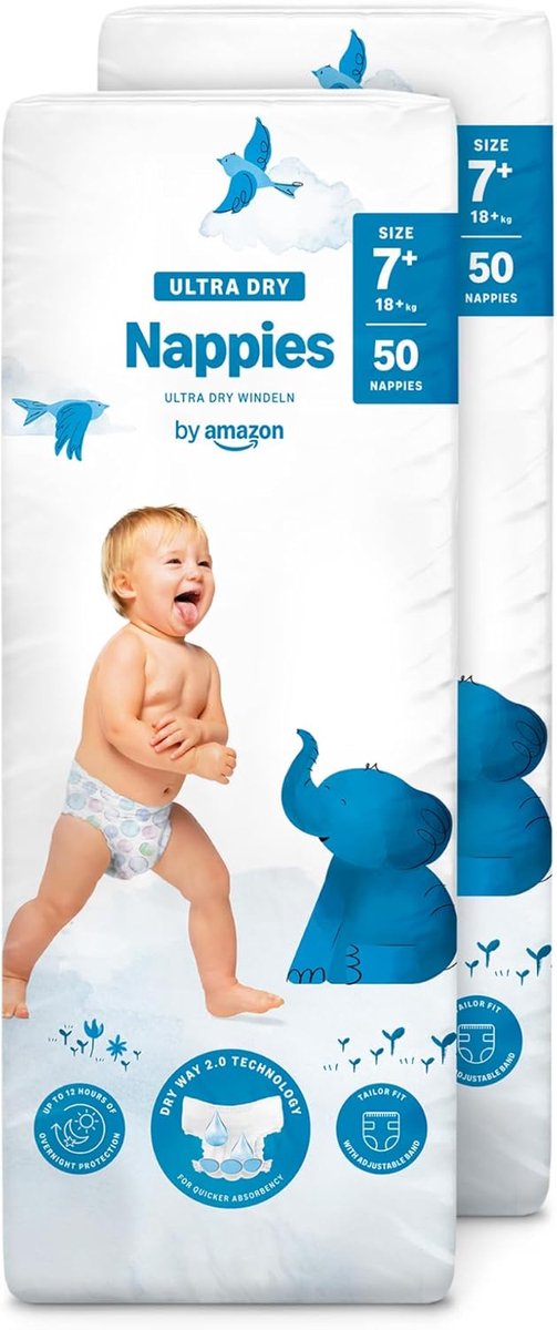 SnelShoppen - Ultra Dry Luiers Maat 7+ (11kg-17kg) - 72 Stuks - Super Absorberend, Zacht, Ademend en Ideaal voor Peuters en Kinderen