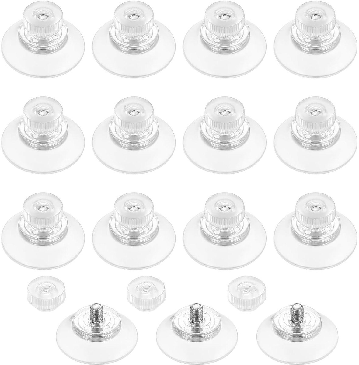 Veelzijdige Zuignappen - Kunststof Hangers - Decoratie Bevestigen - Met Schroefmoer - 15 Stuks 30 mm - Transparant