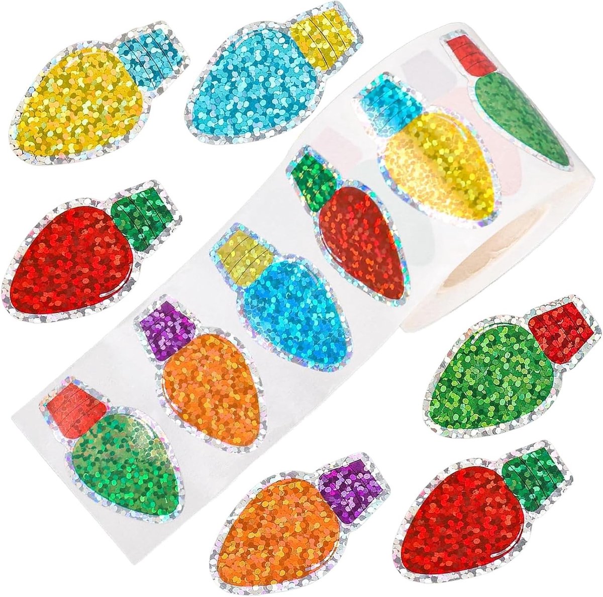 Ronde Kerststickers, 500 Stuks, Perfect voor Cadeauverpakking en Versiering, Feestelijke Decoratie en Kerstsfeer
