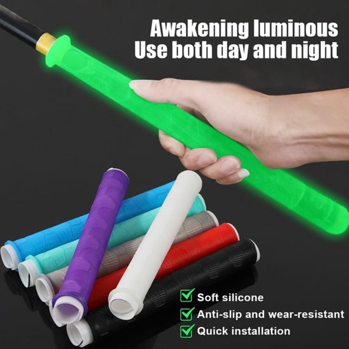 Hengelgreep Antislip - Siliconen Hoes - Bescherming voor 13mm-37mm Visstokken - Slijtvast - Nachtlichtfunctie - Verbeterde Grip - Visgreep