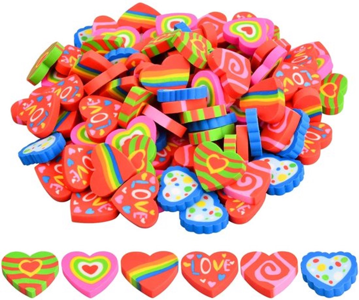 Gummen voor kinderen - Liefdesvorm - Grappig en kleurrijk - 100 stuks - Beloningen en huiswerk - Geschikt voor klaslokaal