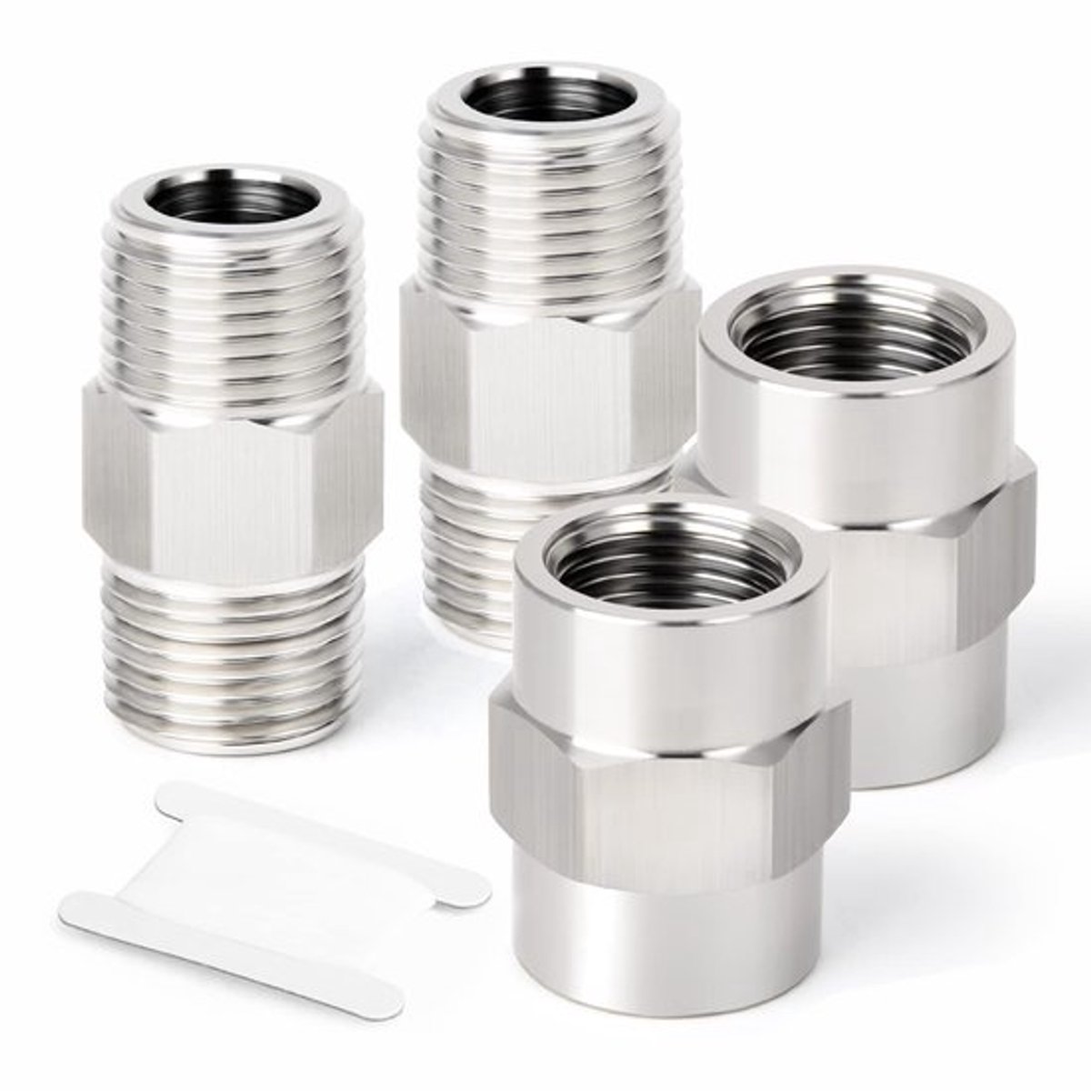 Slangkoppeling 1/4" BSP - 4 Stuks - Gesmeed Roestvrij Staal - Buitendraad/Binnendraad - Temperatuurbestendig - Eenvoudige Installatie - Buisverbinding