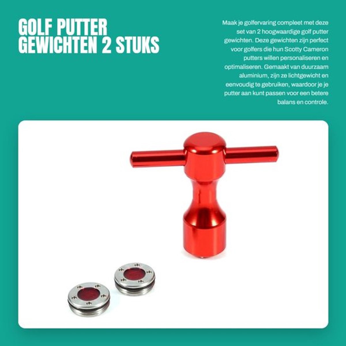 Puttergewichten Set van 2 - Inclusief Sleutel - Geschikt voor Scotty Cameron - Hoogwaardige Aluminium Legering - Duurzaam - Lichtgewicht - Golfgewicht